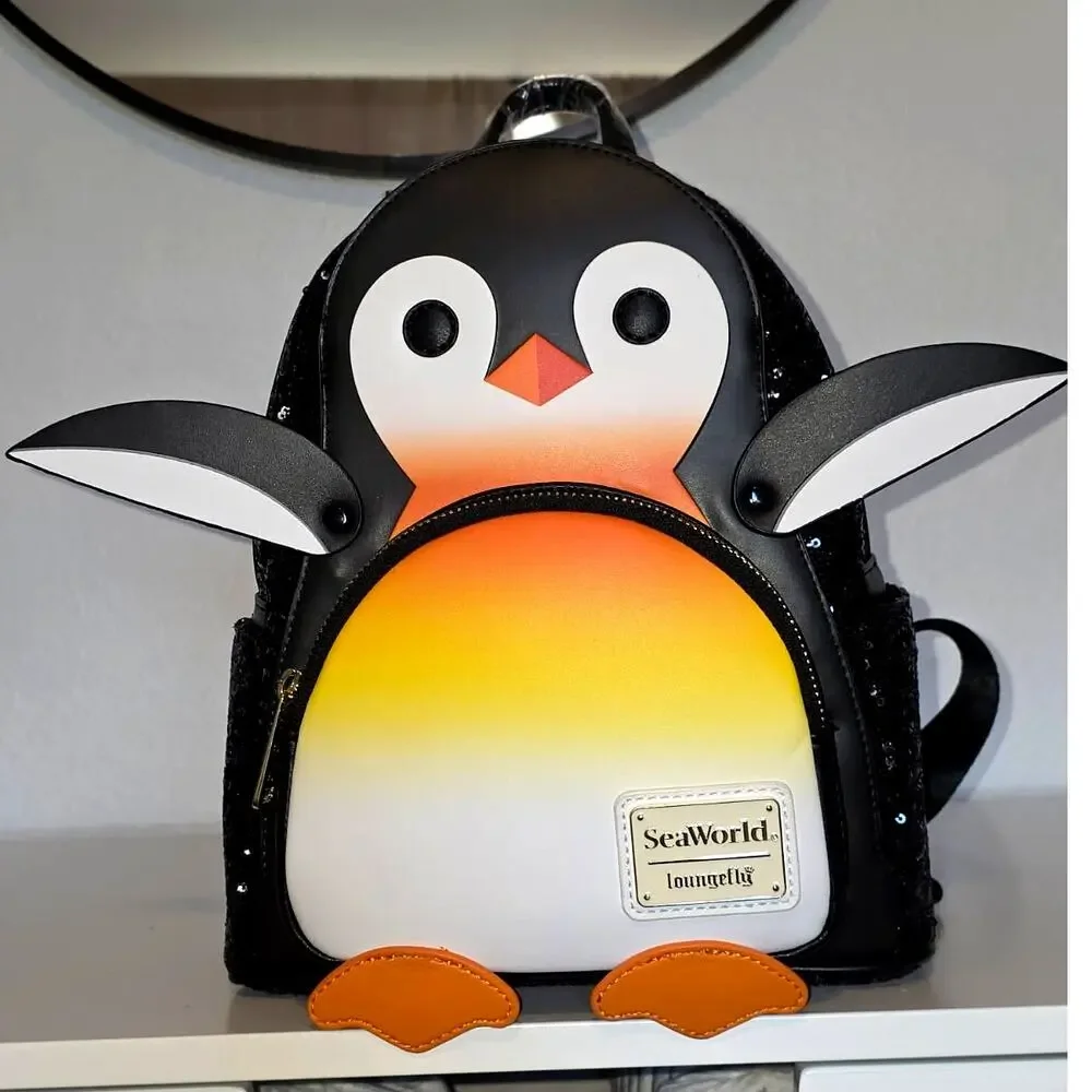 Loungefly SeaWorld Penguin Sequin Mini Backpack | NWT